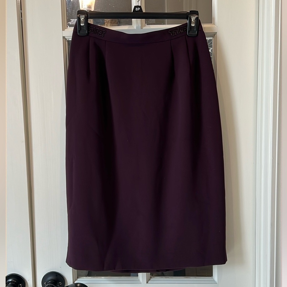 JACQUELINE FERRAR Vintage Dark Purple Midi Skirt Size 4